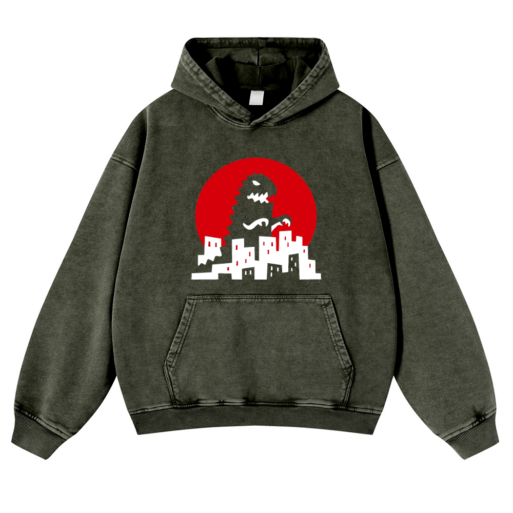 Kaiju Vintage Washed Thick Cotton Hoodie