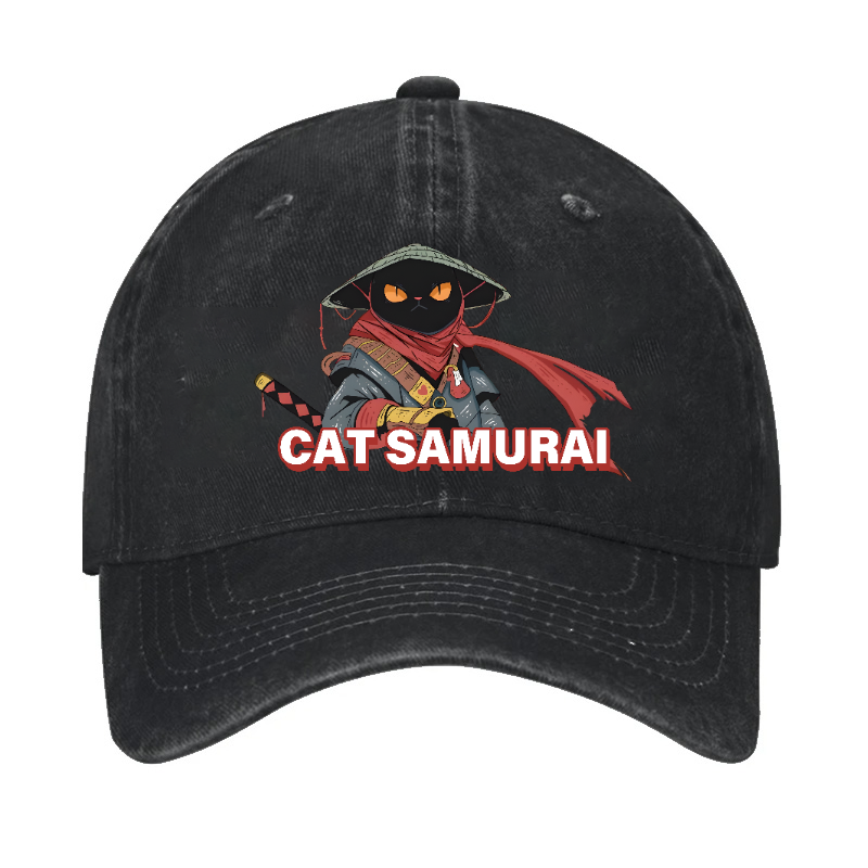 Cat Samurai Vintage Cotton Cap