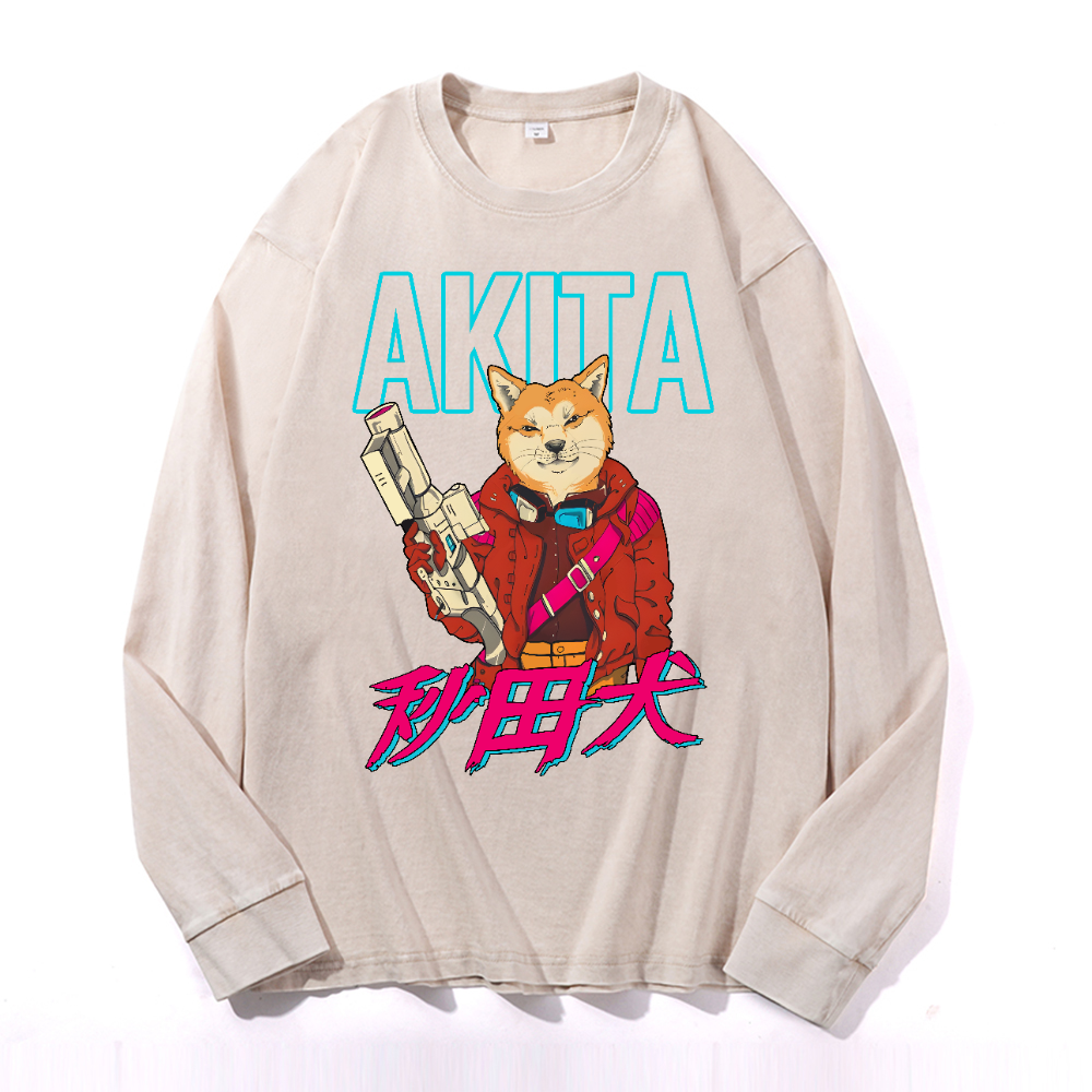 Akita Vintage Cotton Wash Crewneck Long-Sleeve T-Shirt