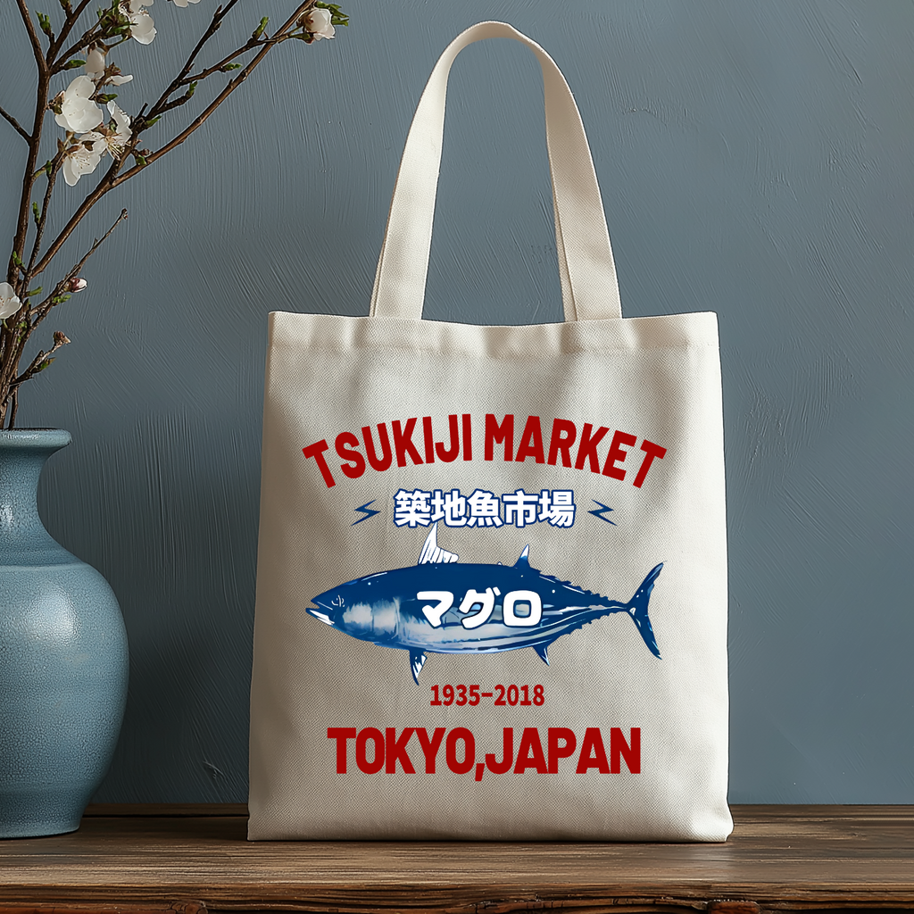 Tsukiji Market Tuna Fish Tokyo Japan Japanese Style Canvas Tote Bag