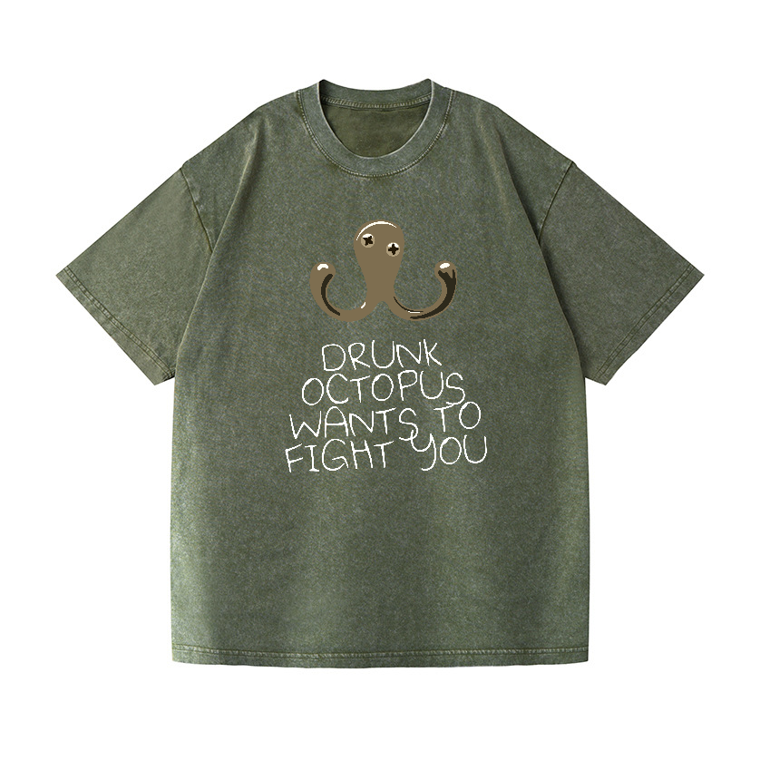 Drunken Octopus Vintage Wash Japanese Design T-Shirt