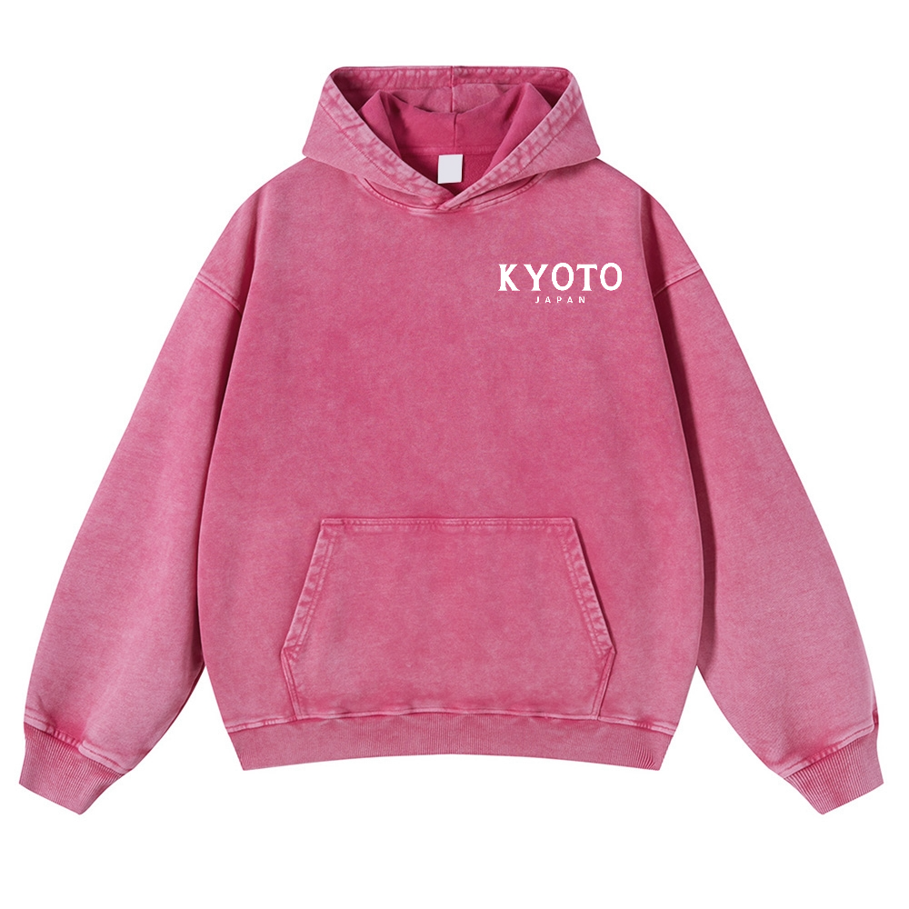 Kyoto Japan Honshu Kansai Region Vintage Washed Cotton Back Art Hoodie