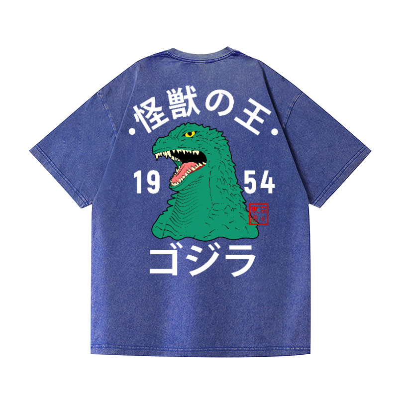 Kaiju Vintage Wash Japanese Design Back Art T-Shirt