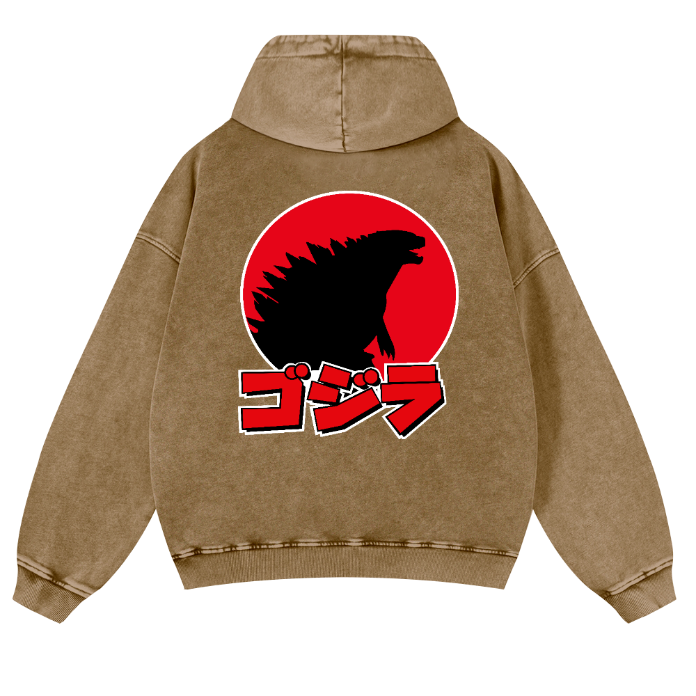 Kaiju Vintage Washed Cotton Back Art Hoodie