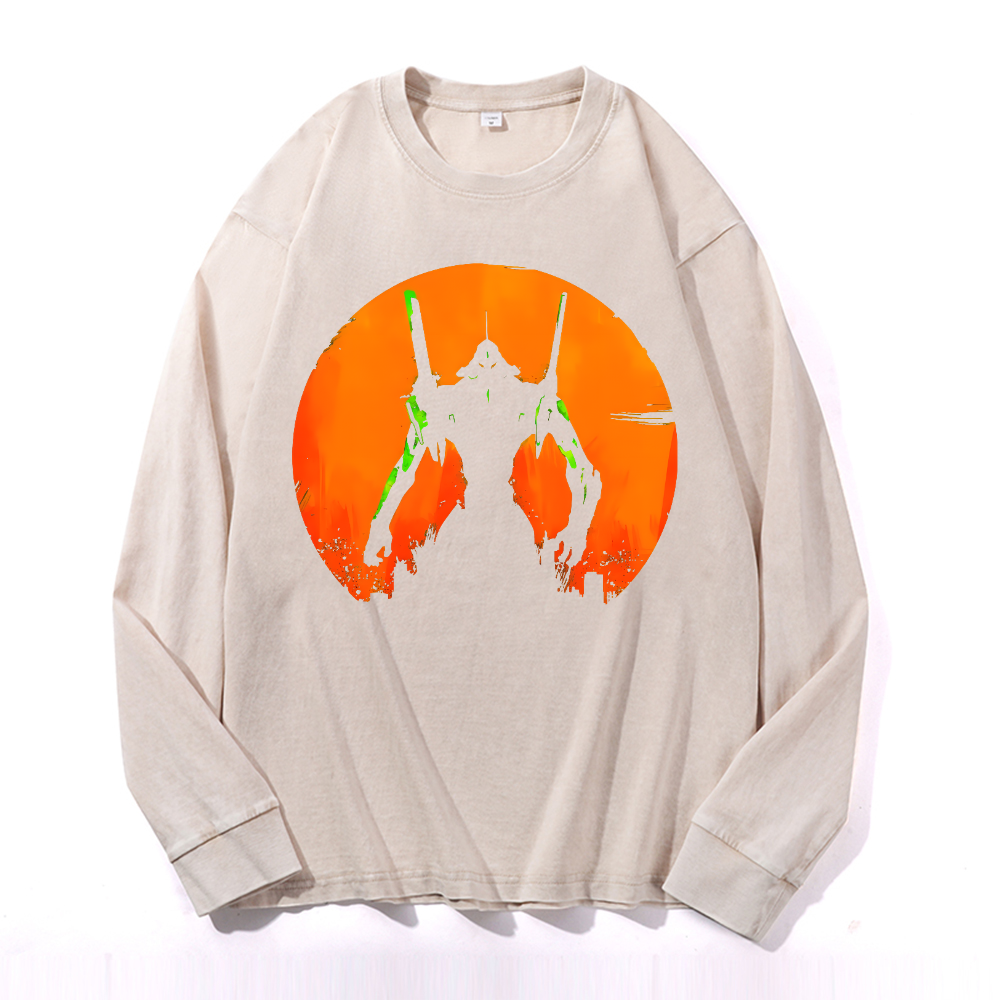 Vintage Cotton Wash Crewneck Long-Sleeve T-Shirt