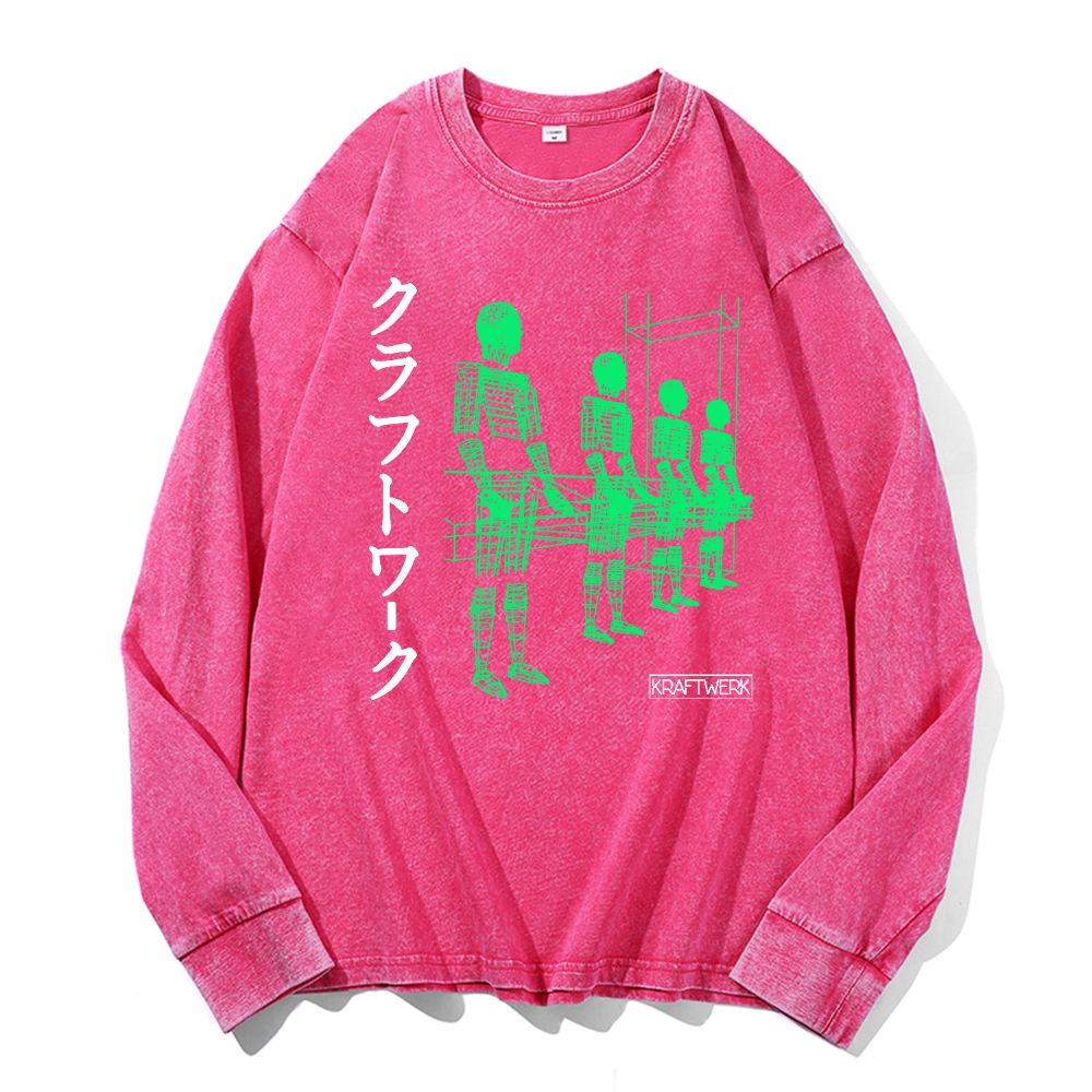 KRAFTWERK Vintage Cotton Wash Long-sleeve T-shirt
