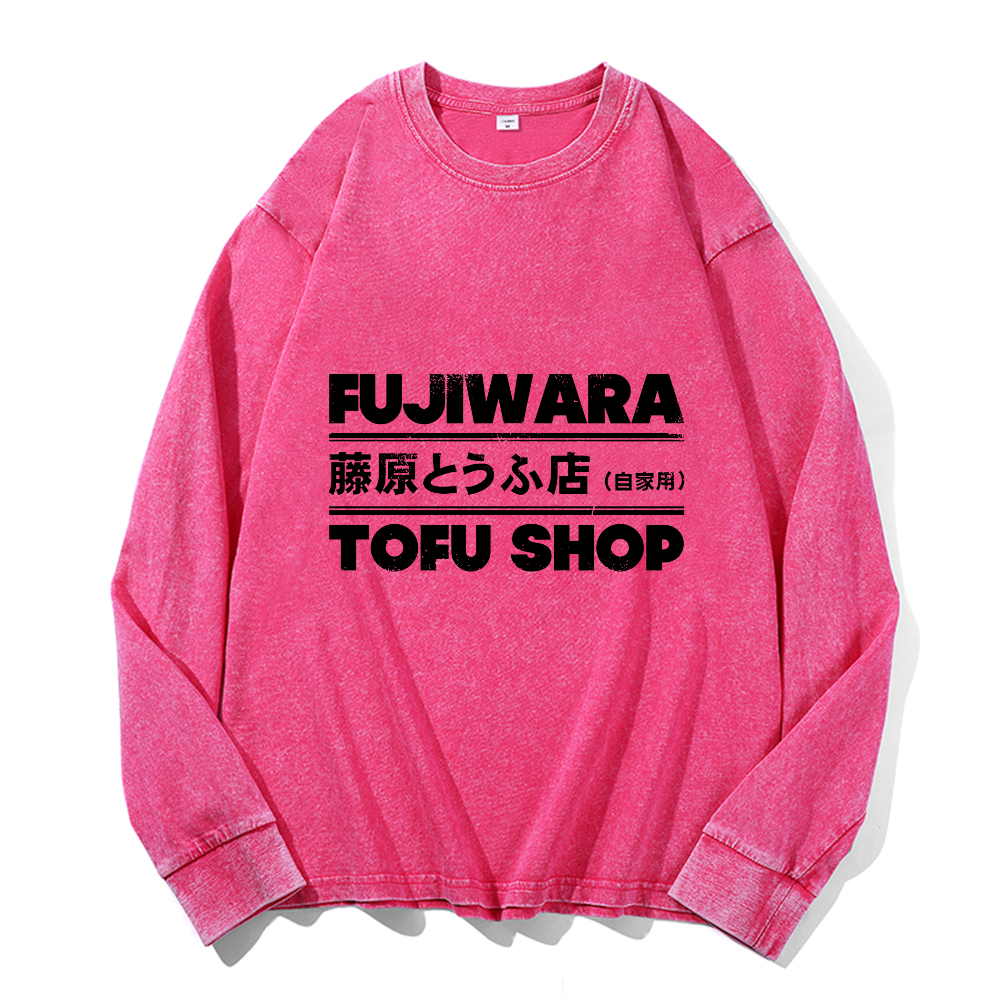 Vintage Cotton Wash Crewneck Long-Sleeve T-Shirt