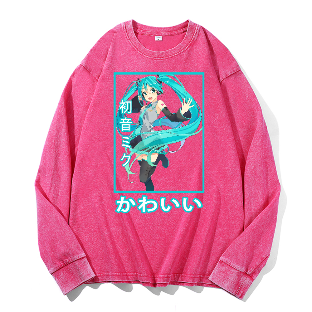Hatsune Miku Vintage Cotton Wash Long-sleeve T-shirt