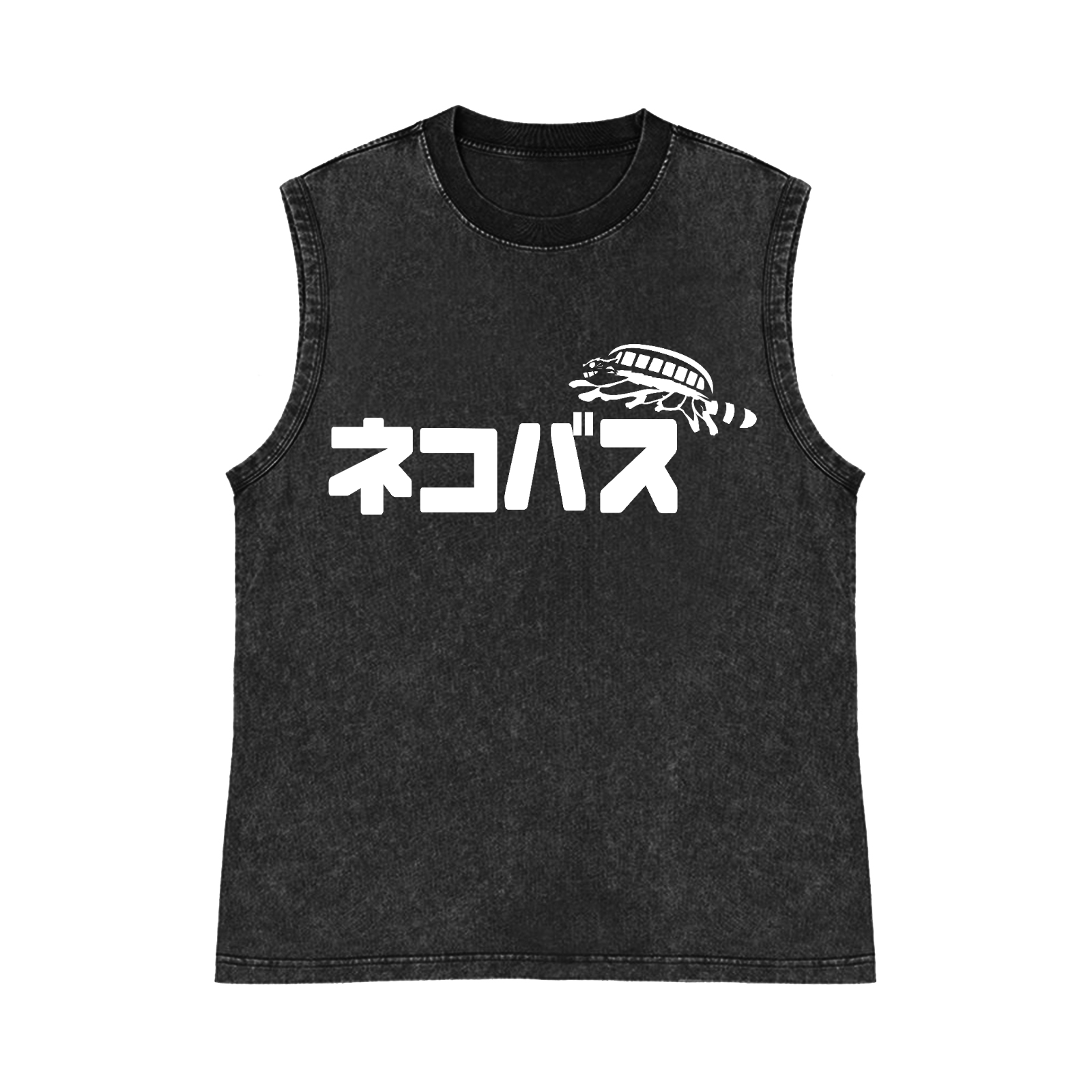 Ghibli Catbus Pure Cotton Wash-Dyed Sleeveless Tank Top