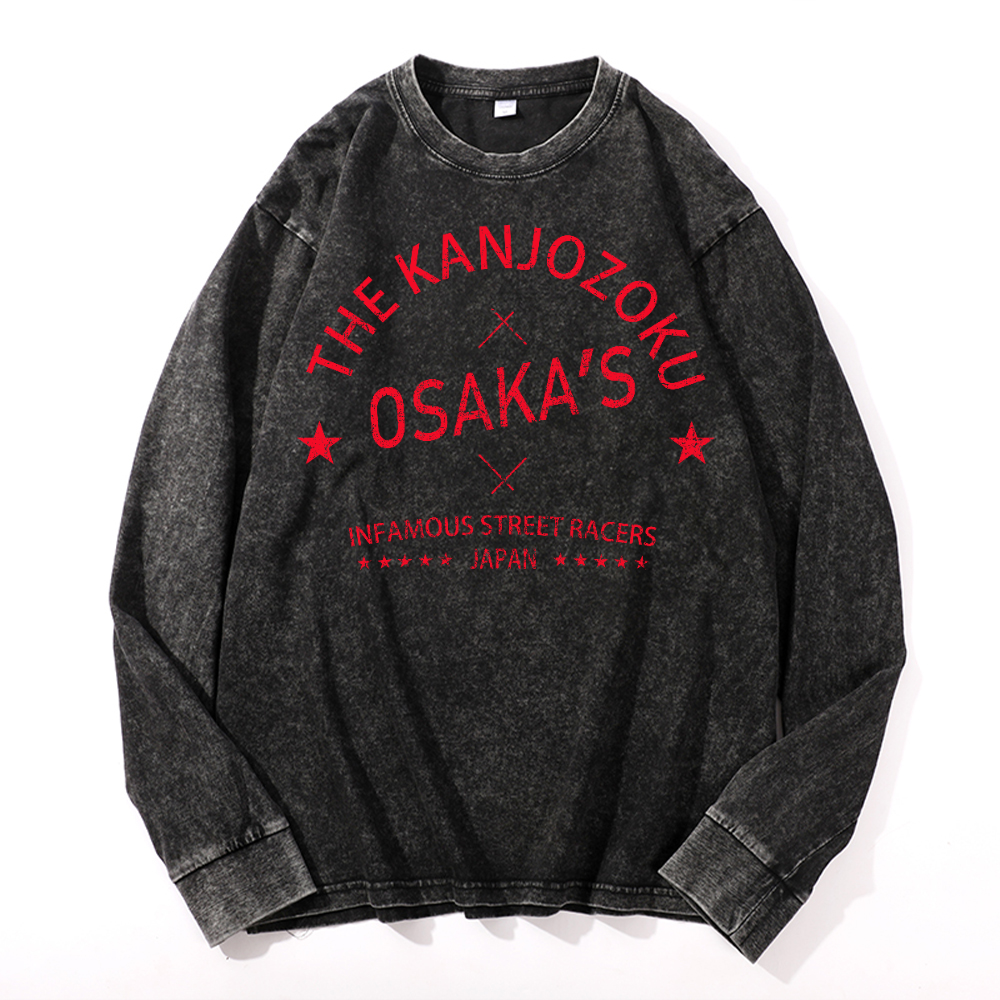 Osaka Vintage Cotton Wash Crewneck Long-Sleeve T-Shirt
