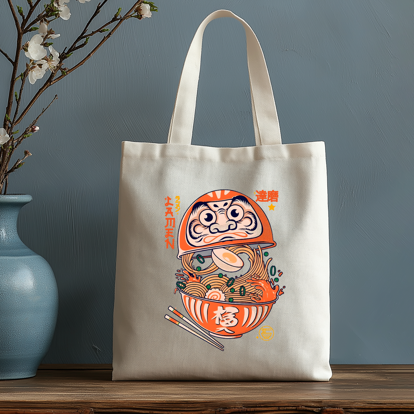 Daruma Ramen Japanese Style Canvas Tote Bag