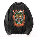 Osaka Tiger Vintage Cotton Wash Crewneck Long-Sleeve T-Shirt
