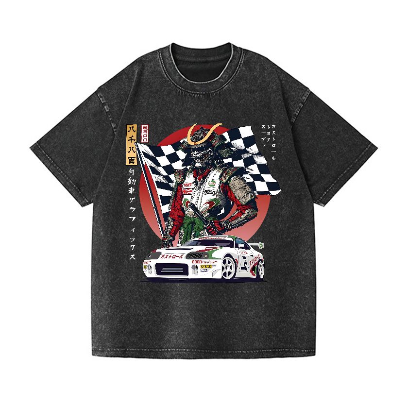F1 Racing Ninja Car Vintage Wash Japanese Design T-Shirt
