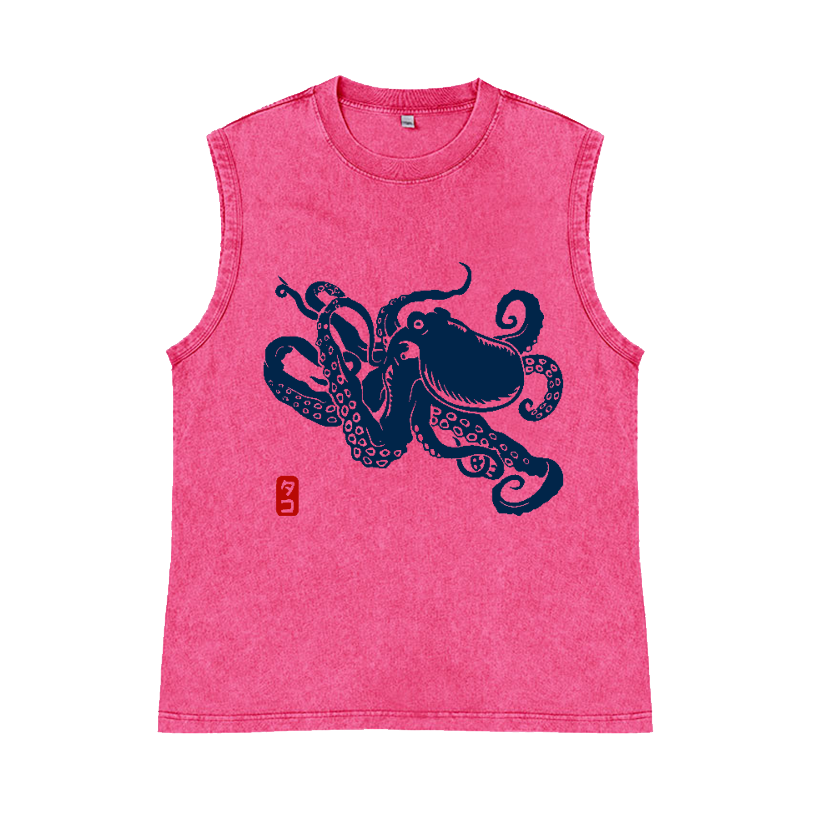 Octopus Pure Cotton Wash-Dyed Sleeveless Tank Top