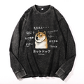 Dog Vintage Cotton Wash Crewneck Long-Sleeve T-Shirt