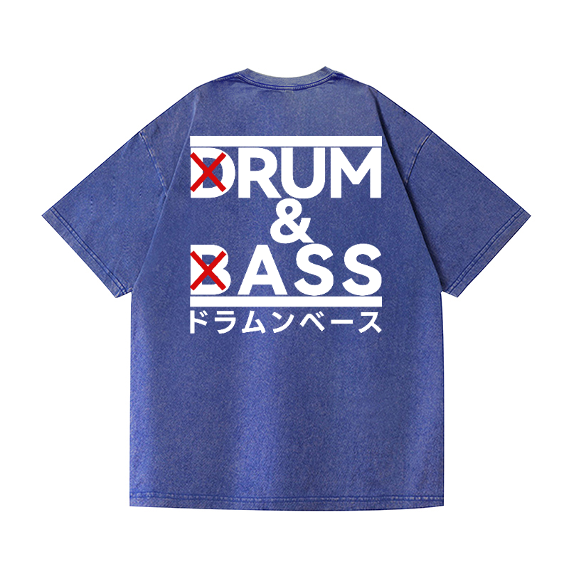 Drum and Bass Vintage Wash Japanese Design Back Art T-Shirt