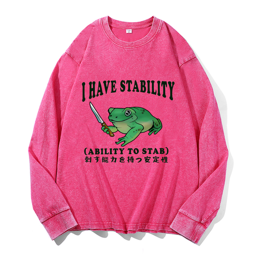 Vintage Cotton Wash Crewneck Long-Sleeve T-Shirt