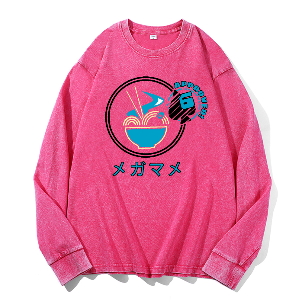 Ramen Vintage Cotton Wash Crewneck Long-Sleeve T-Shirt