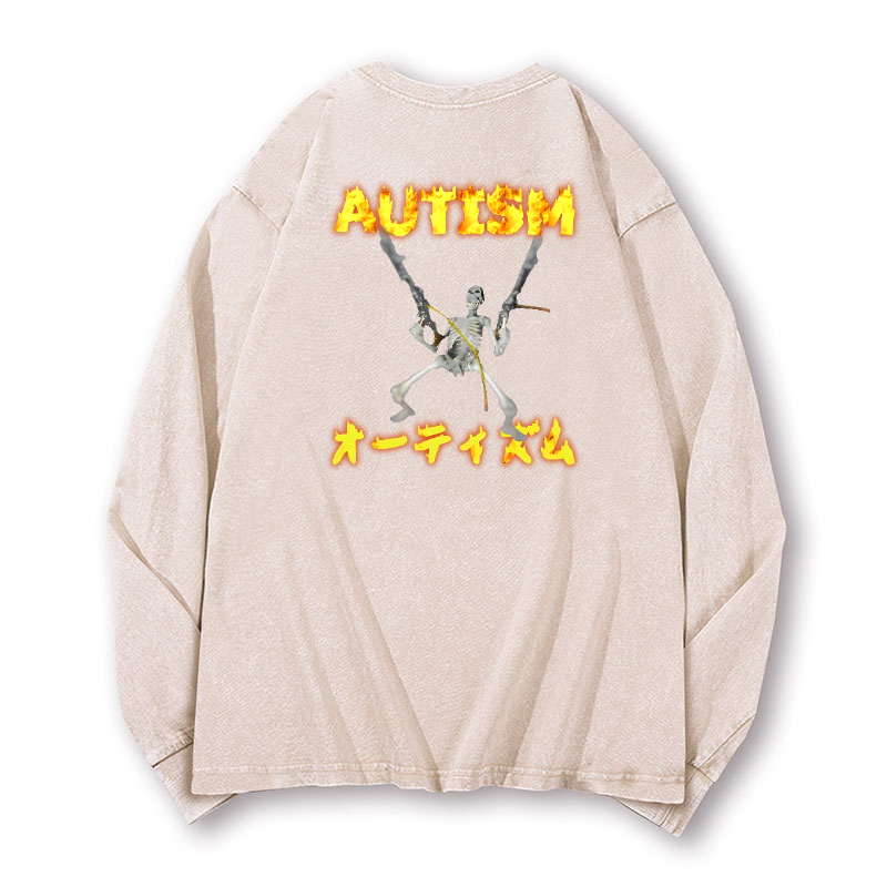 Autism Vintage Washed Cotton Back Art Long-sleeve T-shirt