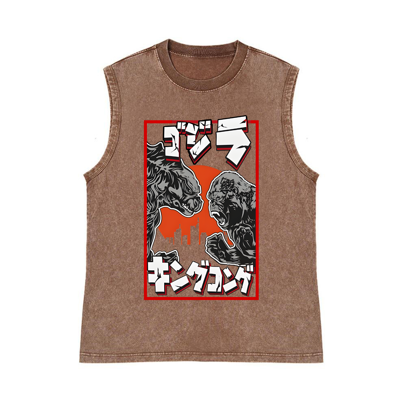 Kaiju VS King Kong Pure Cotton Wash-Dyed Sleeveless Tank Top