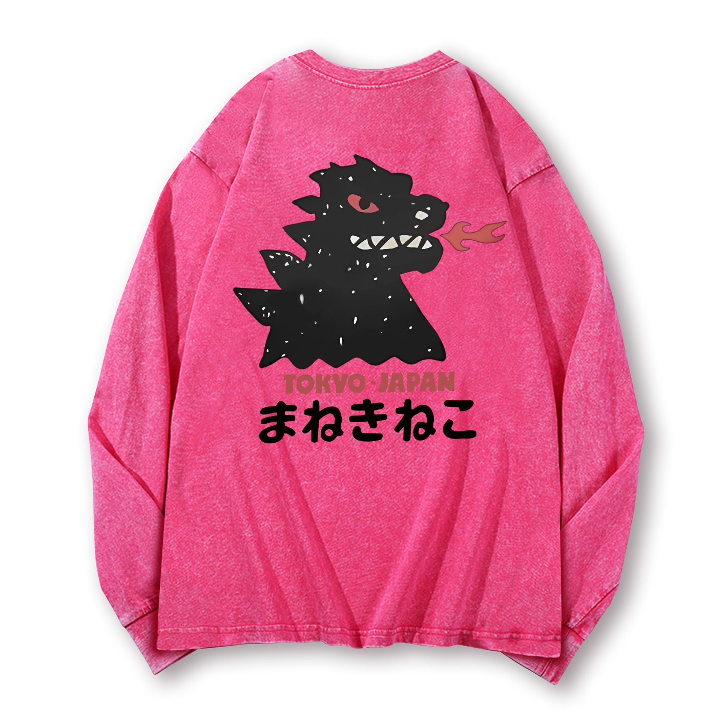 Kaiju Monster Tokyo Japan Vintage Washed Cotton Back Art Long-sleeve T-shirt