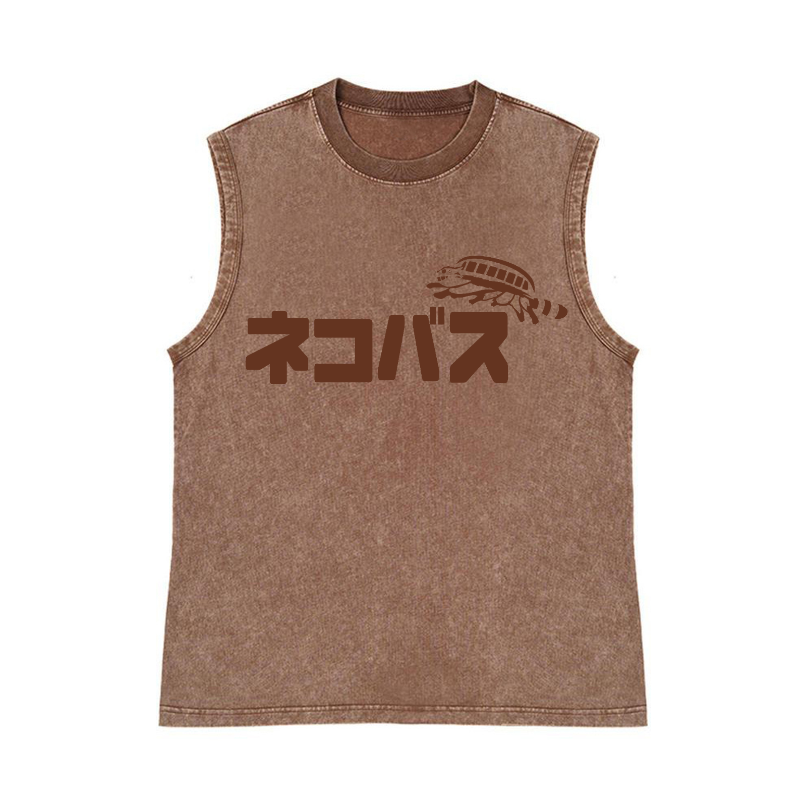 Ghibli Catbus Pure Cotton Wash-Dyed Sleeveless Tank Top