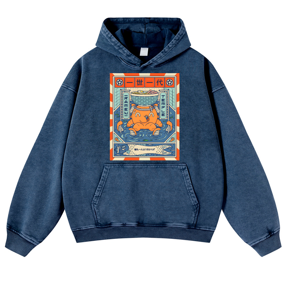 Octopus Vintage Washed Thick Cotton Hoodie