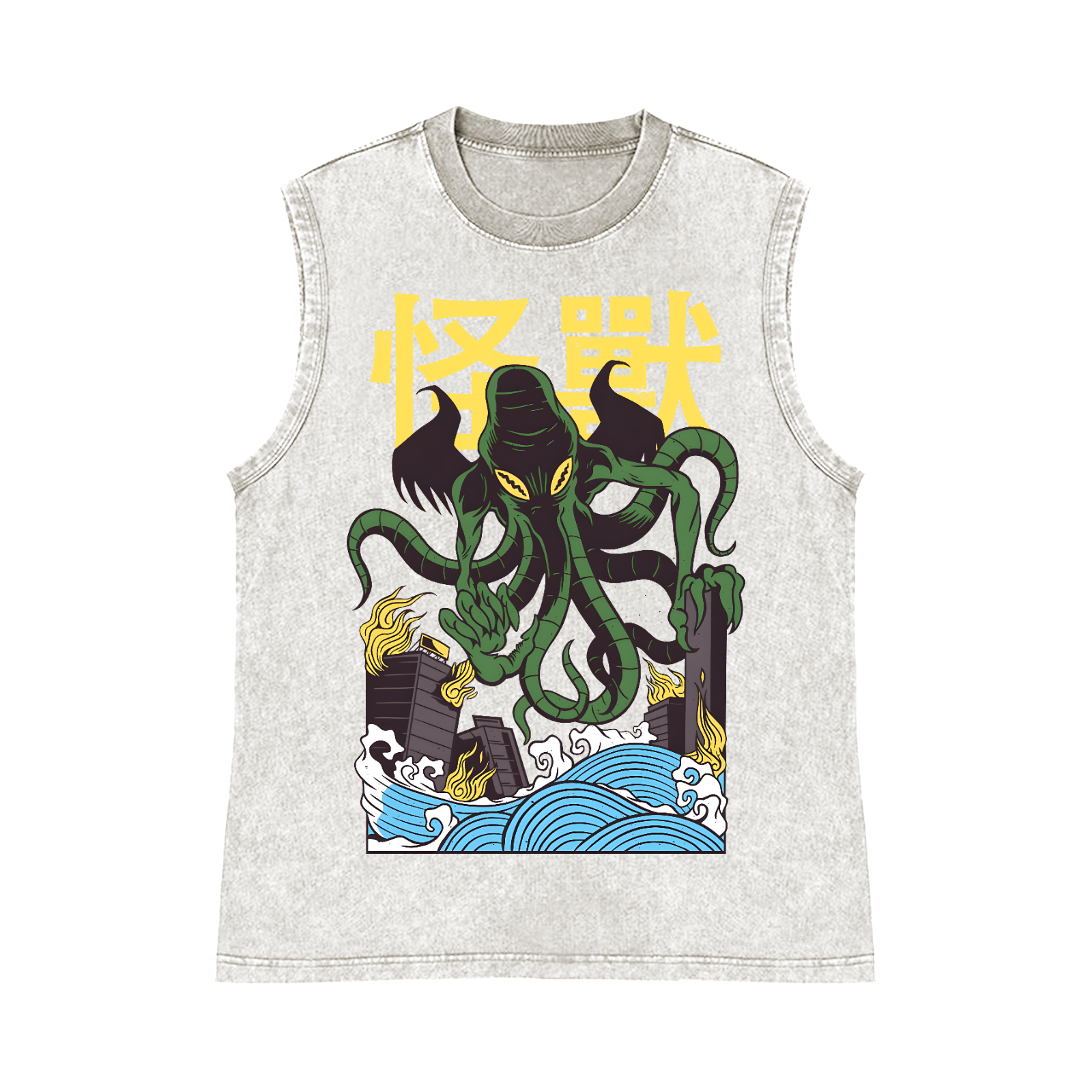 Monster Pure Cotton Wash-Dyed Sleeveless Tank Top