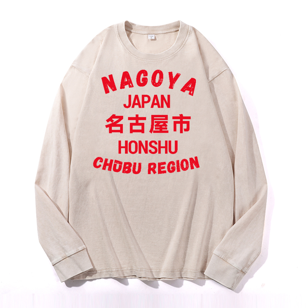Nagoya Vintage Cotton Wash Crewneck Long-Sleeve T-Shirt