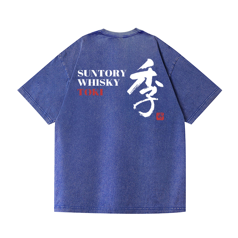 Toki Suntory Whisky Vintage Wash Japanese Design Back Art T-Shirt