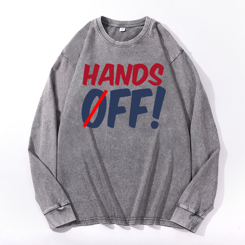 Hands Off! Vintage Cotton Wash Long-sleeve T-shirt