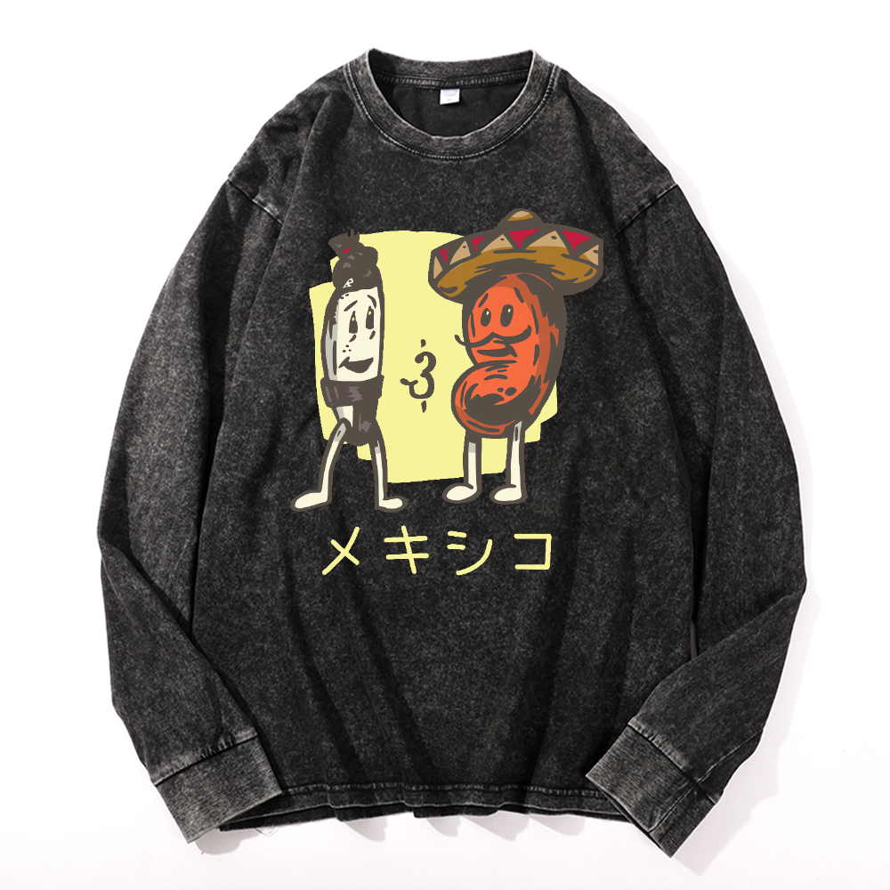 Mexico Vintage Cotton Wash Crewneck Long-Sleeve T-Shirt