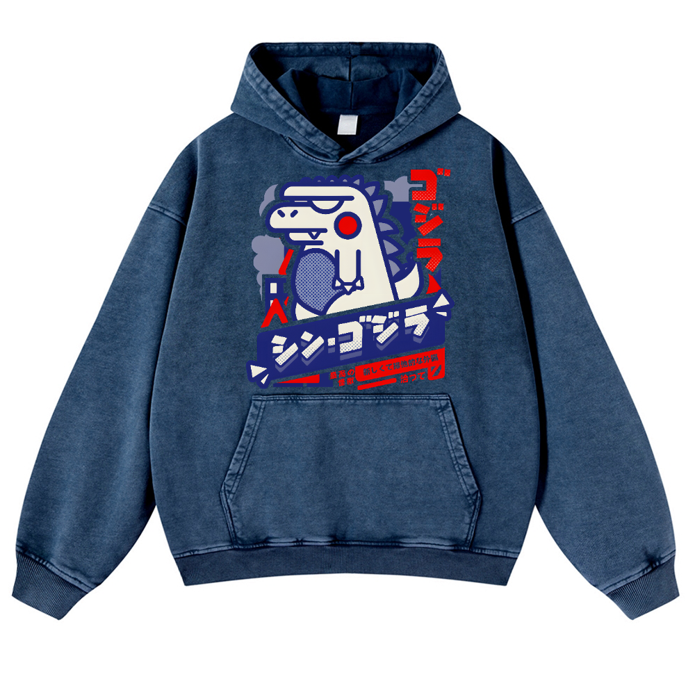 Kaiju Vintage Washed Thick Cotton Hoodie