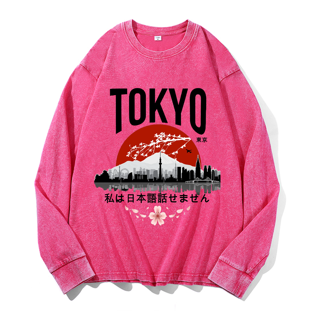 Vintage Cotton Wash Crewneck Long-Sleeve T-Shirt