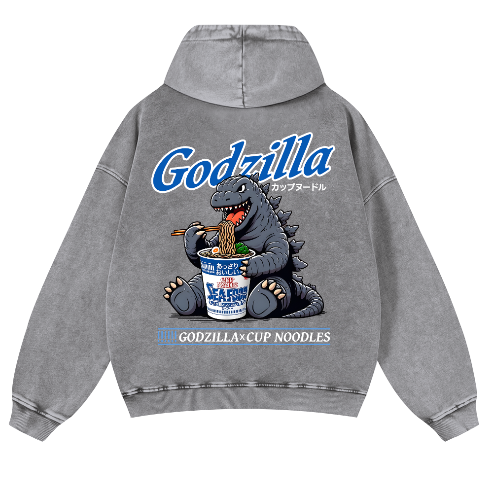 Kaiju Cup Noodles Vintage Washed Cotton Back Art Hoodie