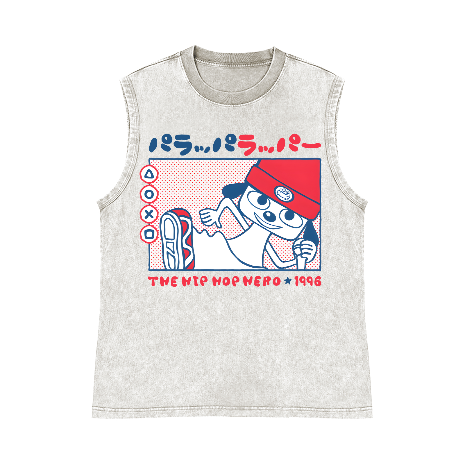 PaRappa the Rapper Pure Cotton Wash-Dyed Sleeveless Tank Top