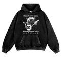 Strawberry Jams Cat Vintage Washed Thick Cotton Hoodie