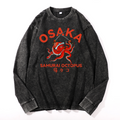 Samurai Octopus Vintage Cotton Wash Long-sleeve T-shirt