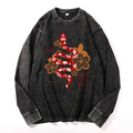New Year Vintage Cotton Wash Crewneck Long-Sleeve T-Shirt