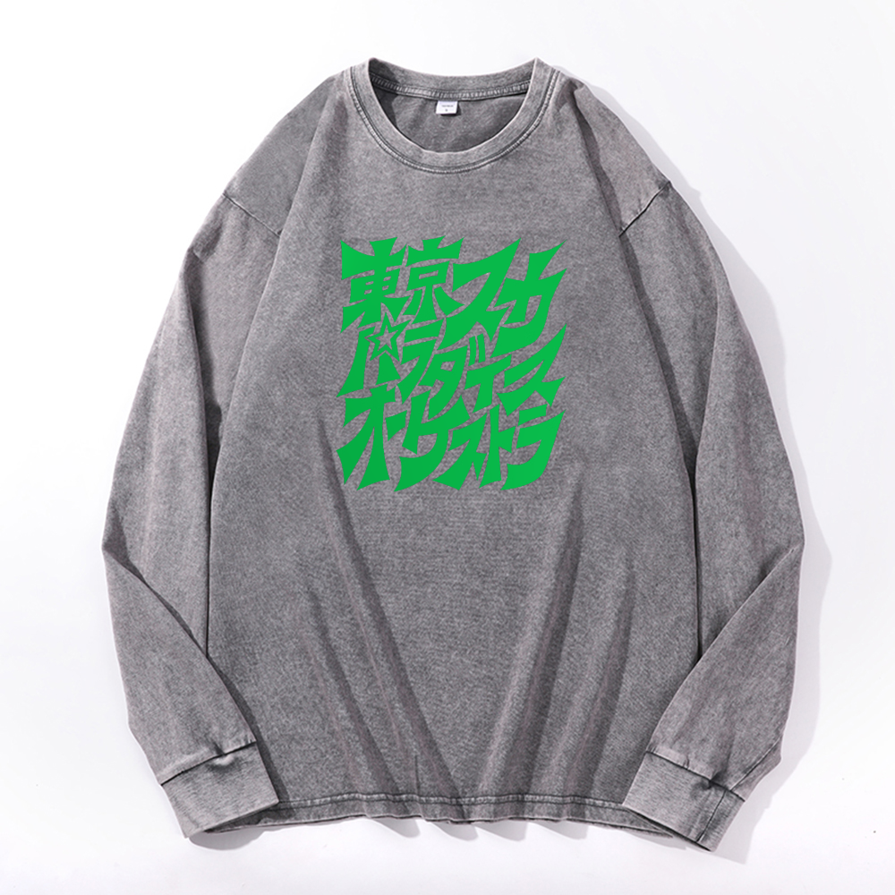 Vintage Cotton Wash Crewneck Long-Sleeve T-Shirt