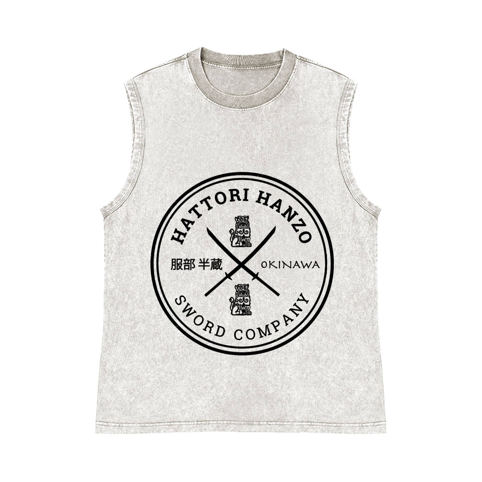 Hattori Hanzo Komainu Okinawa Sword Company Pure Cotton Wash-Dyed Sleeveless Tank Top
