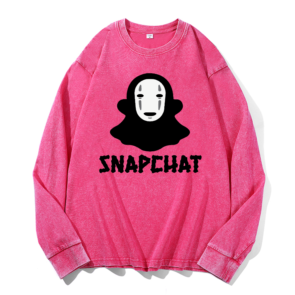 Snapchat Vintage Cotton Wash Long-sleeve T-shirt
