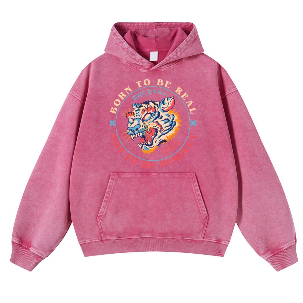 Tiger Vintage Washed Thick Cotton Hoodie