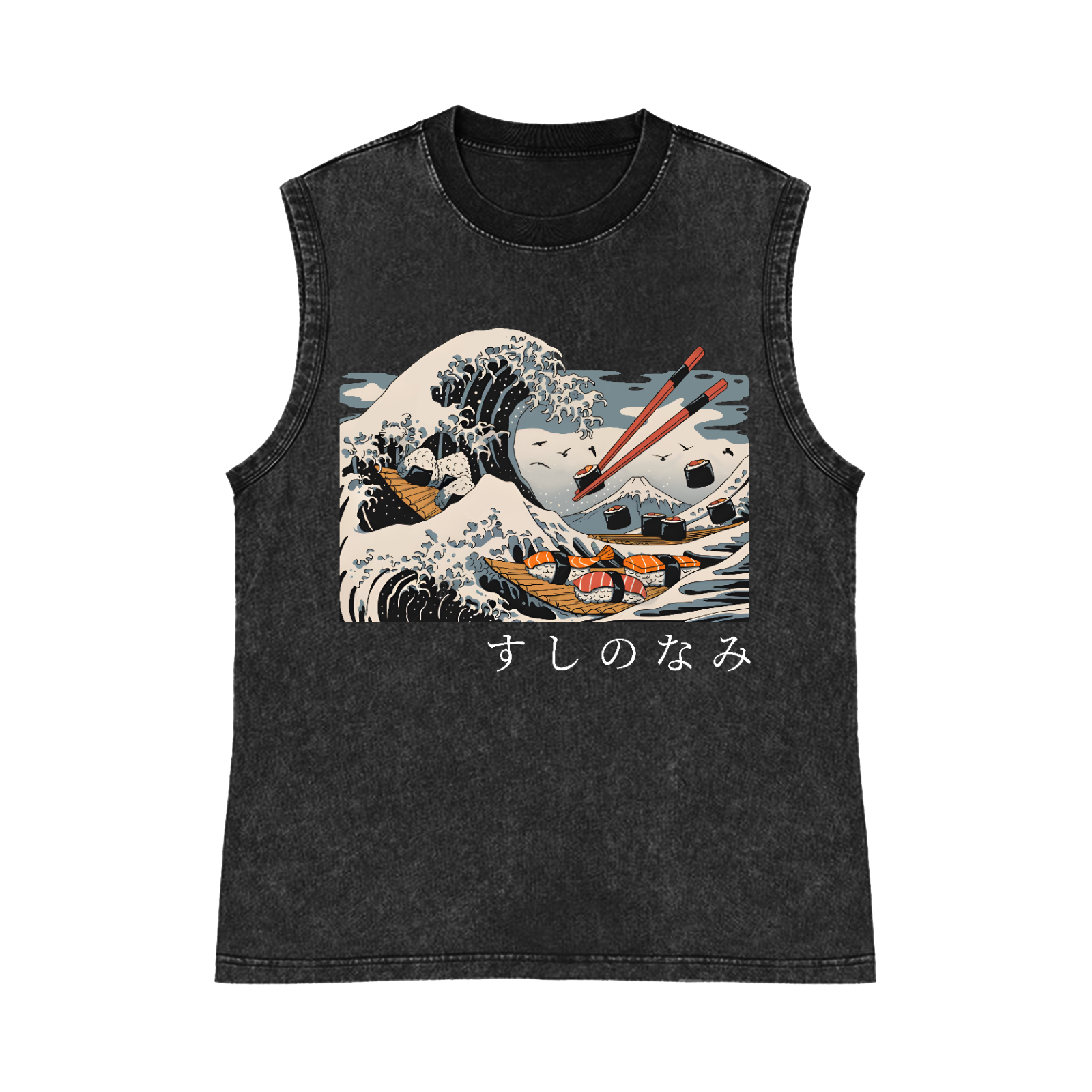 Sushi Kanagawa Pure Cotton Wash-Dyed Sleeveless Tank Top