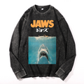 Jaws Shark Vintage Cotton Wash Long-sleeve T-shirt
