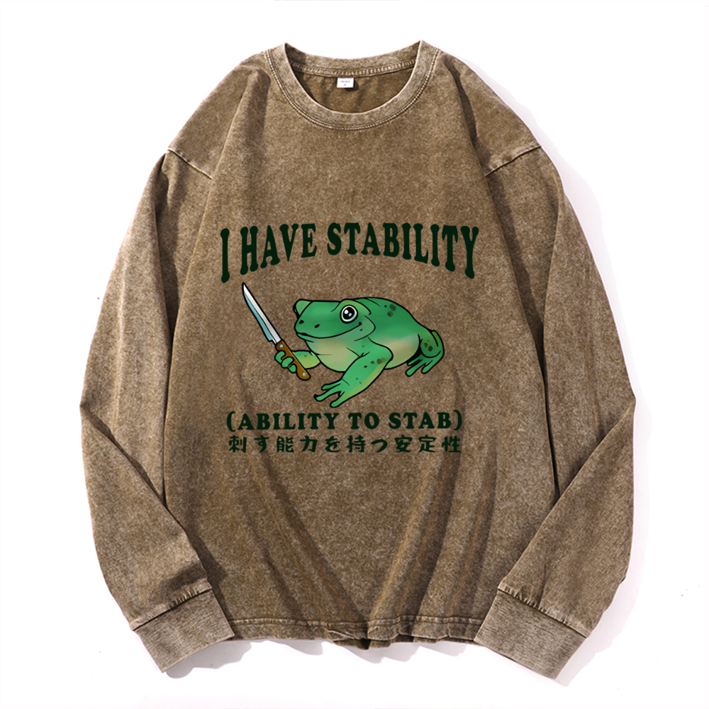 Vintage Cotton Wash Crewneck Long-Sleeve T-Shirt
