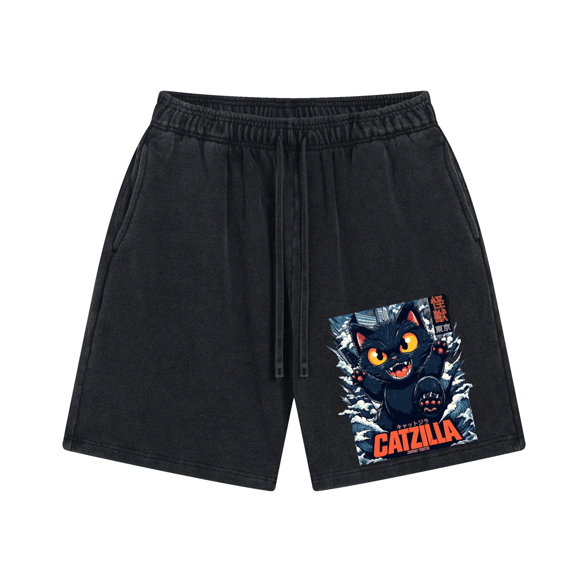 Catzilla Cat Vintage Pure Thick Cotton Shorts