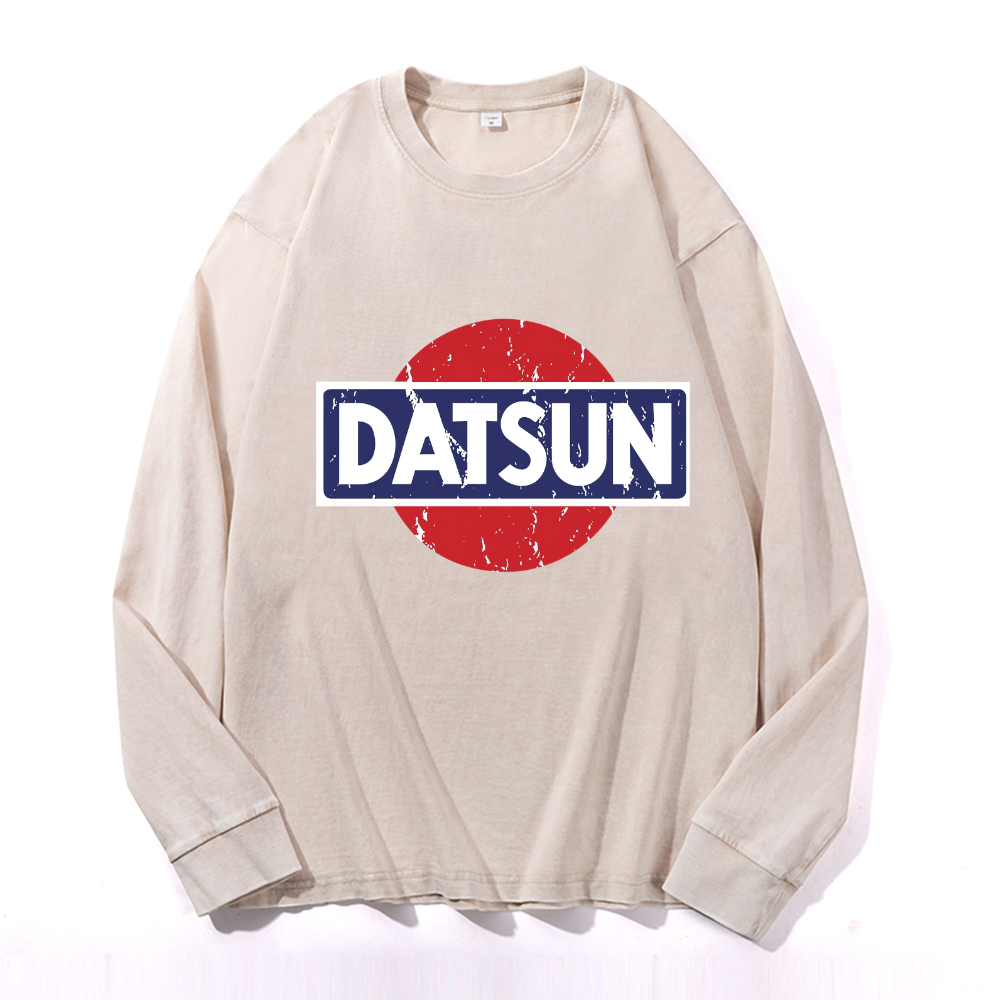 Vintage Cotton Wash Crewneck Long-Sleeve T-Shirt