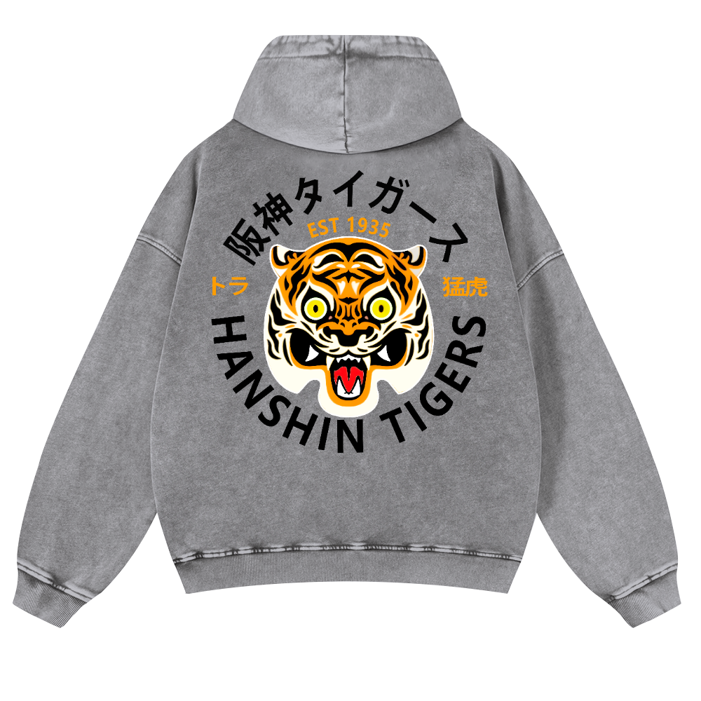 Hanshin Tigers Vintage Washed Cotton Back Art Hoodie