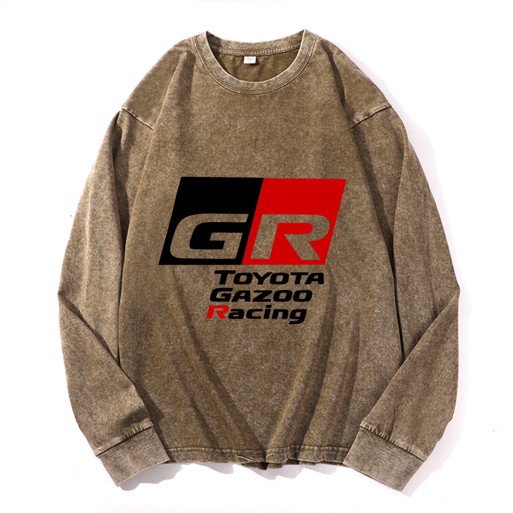 Vintage Cotton Wash Crewneck Long-Sleeve T-Shirt